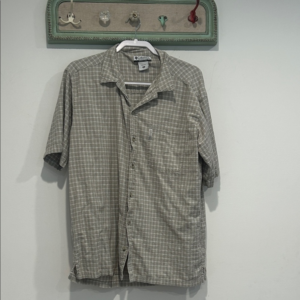 Columbia Cotton Gray Plaid Casual Button Down Short Sleeve Shirt men’s xl
